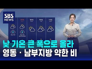 [날씨] 낮 기온 큰 폭으로 올라…영동 · 남부지방 약한 비 / SBS