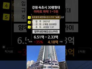 속초시 아파트 43% 폭락 TOP5 강원 3월 매매 시세 분양 전망 실거래가 아파트 가격 순위 #매매 조양동 동명동