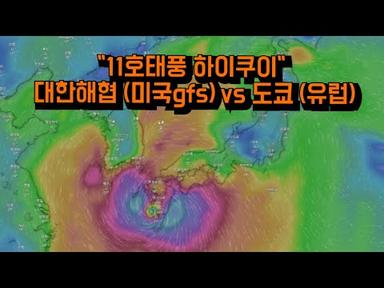 &quot;11호태풍 하이쿠이&quot; 대한해협 (미국 gfs) vs  도쿄 (유럽)