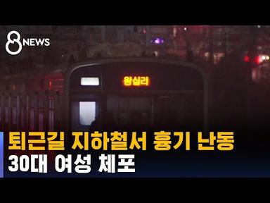 퇴근길 수인분당선 지하철서 흉기 난동…30대 여성 체포 / SBS 8뉴스