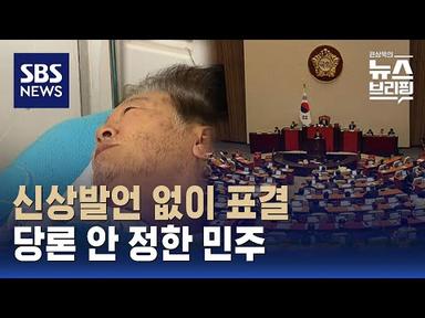 신상발언 없이 표결…당론 안 정한 민주 / SBS / 편상욱의 뉴스브리핑